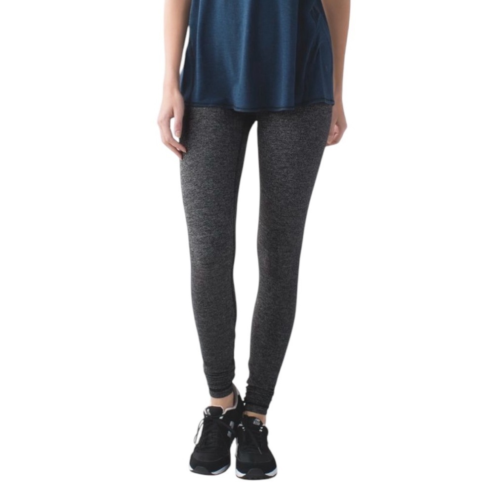Lululemon Wunder Under Pant Size 6 Heathered Herringbone Heathered Black Black